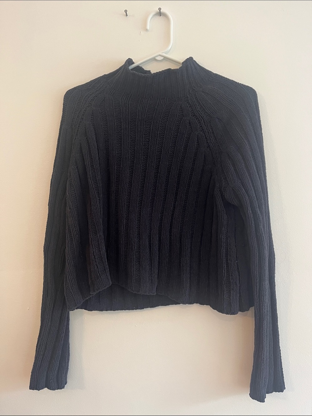 American Eagle Outfitters Black Ribbed Mock Cowl Sweater